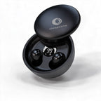 Open Midnight Black Sleepsono charging case with earbuds and charge display